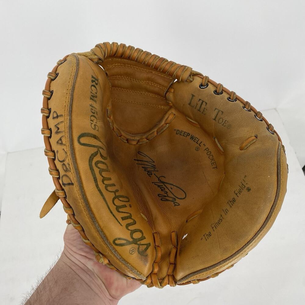 Rawlings RCM45GS Mike Piazza Catchers Mitt Tan Leather Glove RH Throw - Picture 2 of 6